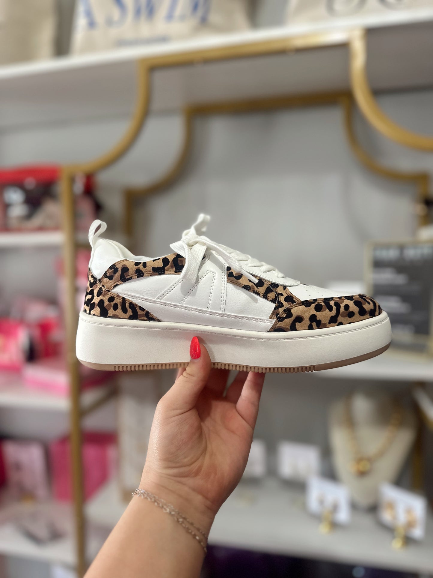 White Cheetah Sneakers