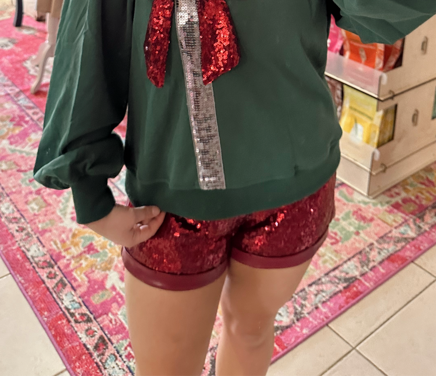 Sparkly Crimson Pleather Shorts