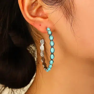 Turquoise Beaded Hoop Earrings