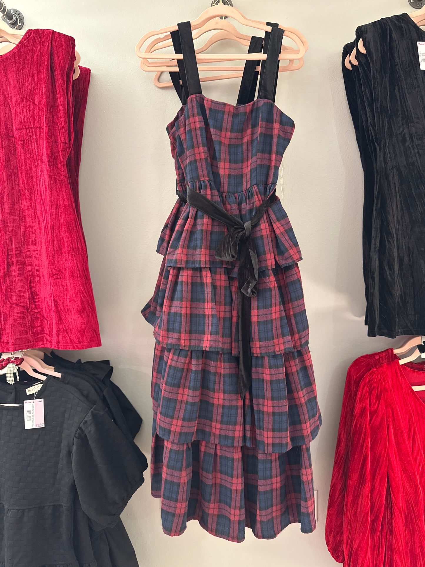 Plaid Flannel Tiered Dress