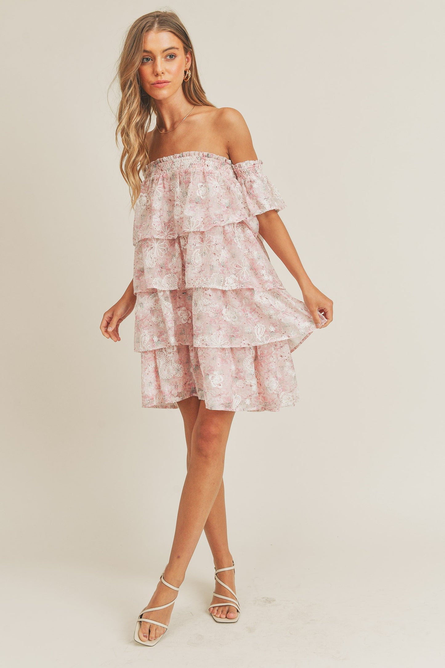 Light Pink Four Teir Mini Dress
