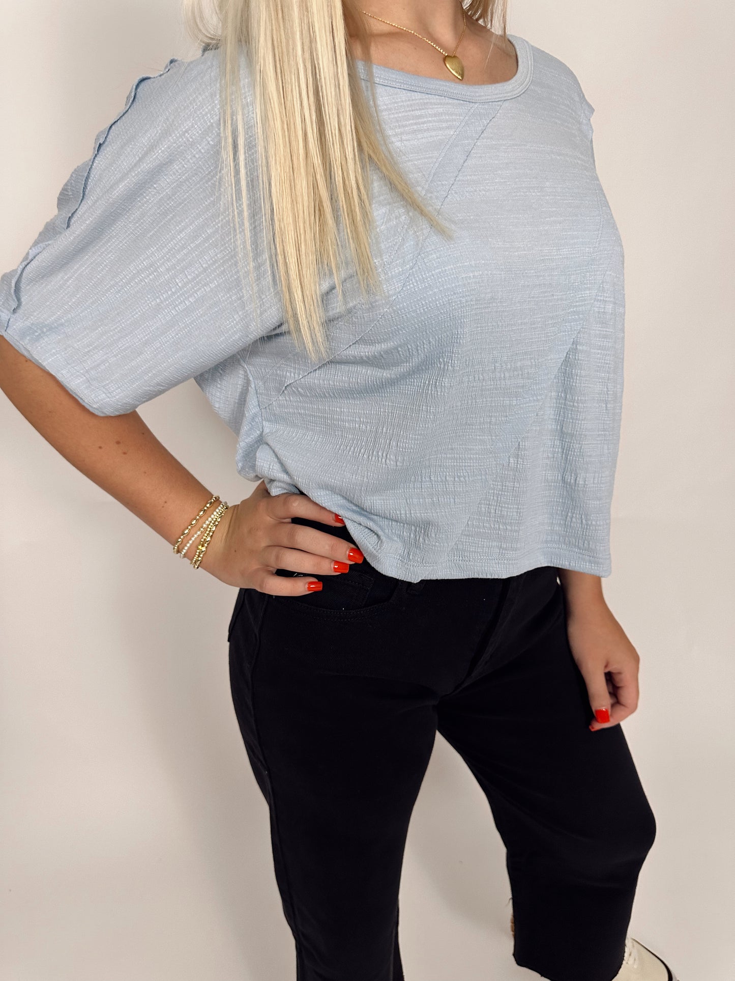 Sky Blue Textured Top