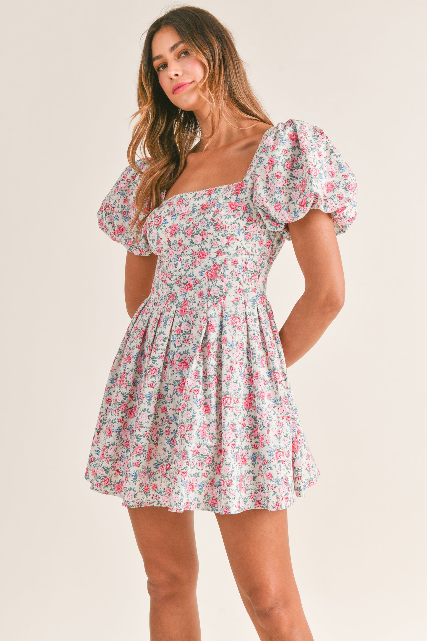 Madeline Puff Sleeve Floral Mini Dress