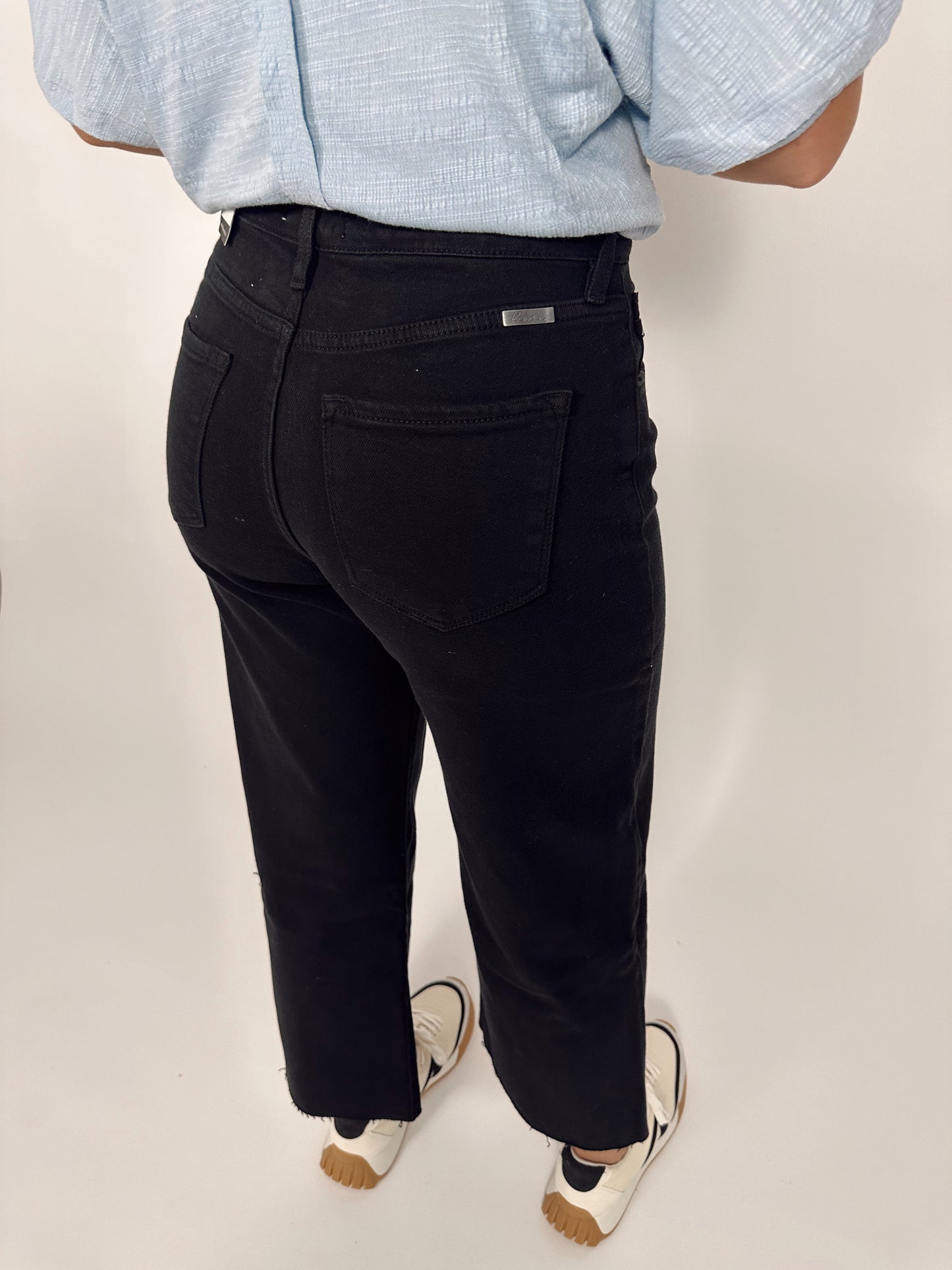 Kancan- Black High Rise Crop Wide Leg Jeans