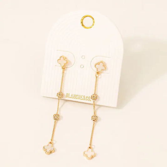 Clover and Stud Chain Dangle Earrings