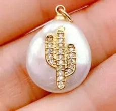 Freshwater Pearl Cactus Charm