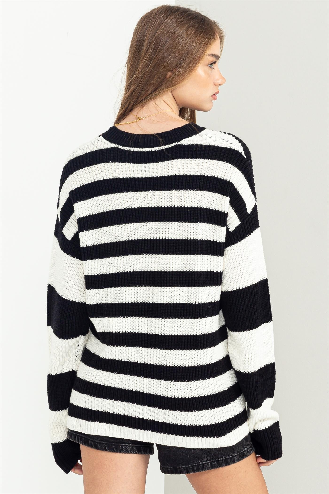 Black & Cream Stripe Sweater