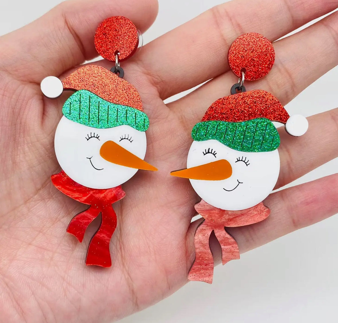 Acrylic Snowman earring