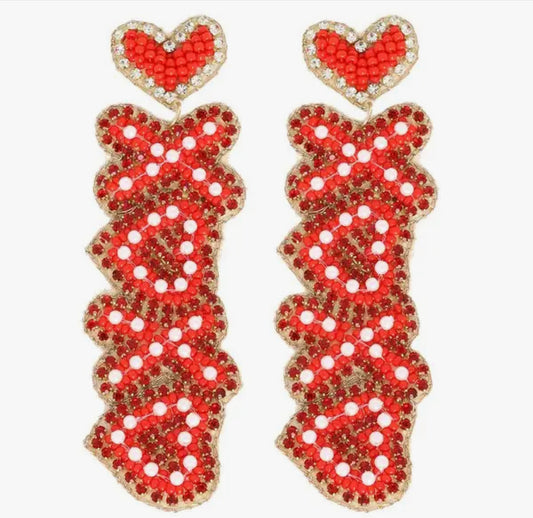 XOXO Jeweled Beaded Valentine Dangle Earring