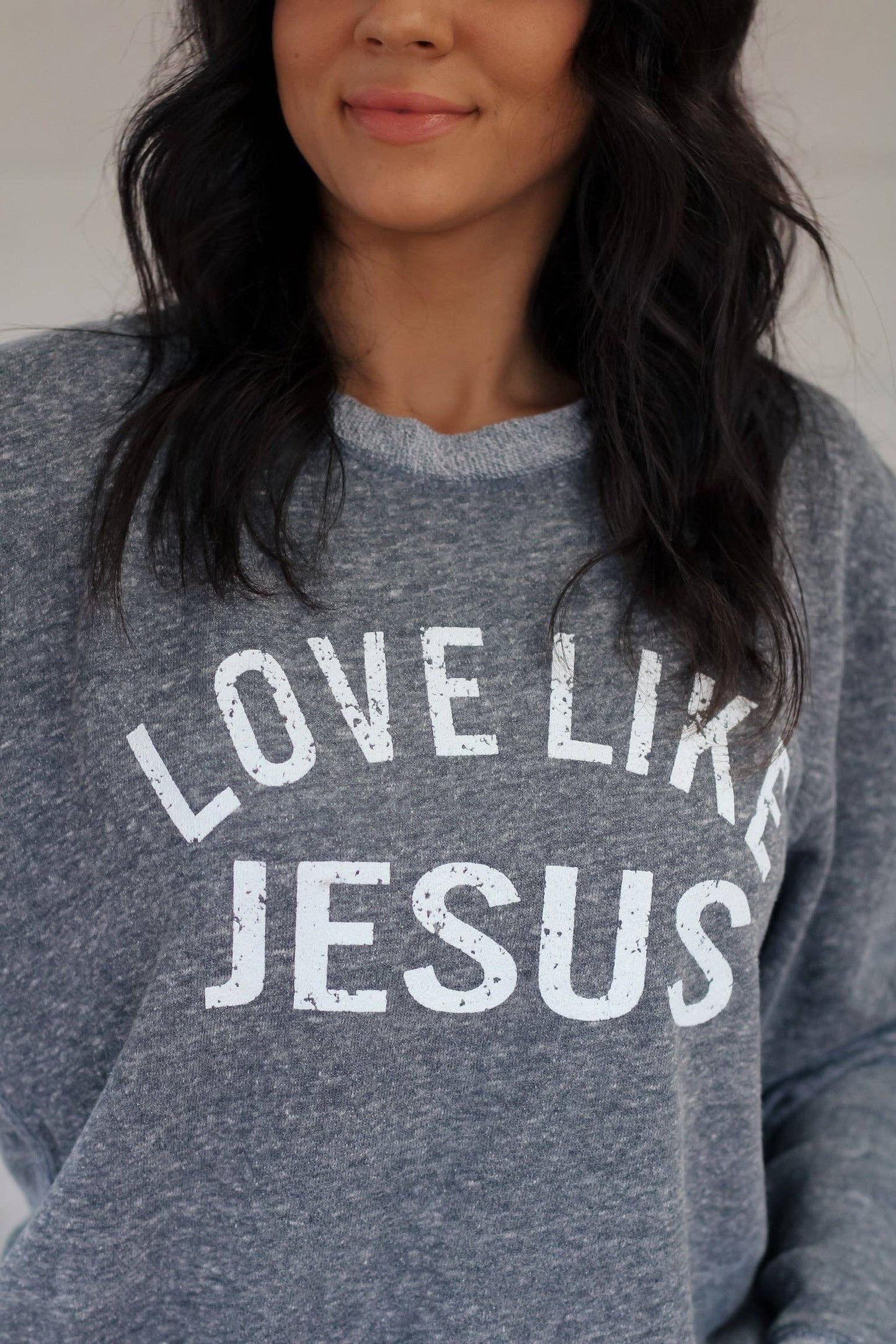 Love Like Jesus French Terry Sweater with Elbow Patches