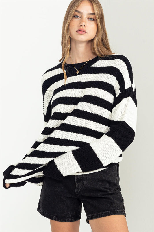 Black & Cream Stripe Sweater