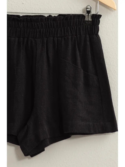 High-Waist Linen Shorts with Pockets