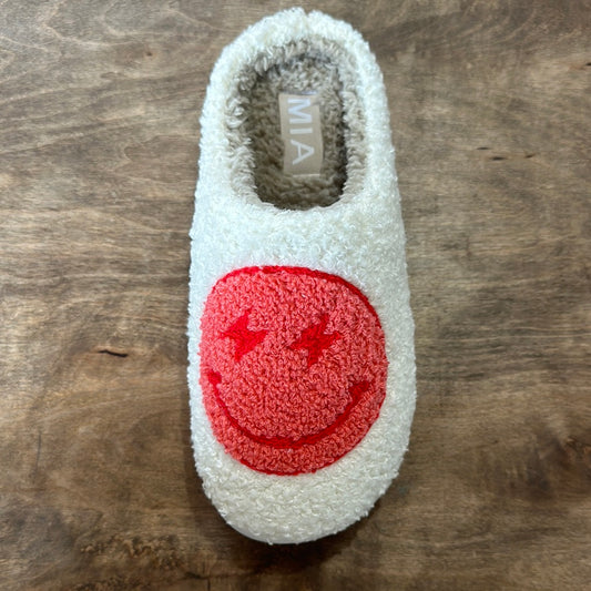 Hot Pink & Coral Smiley Face Slippers