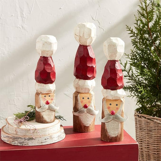 Mud Pie Wooden Santa Block - Set of Three