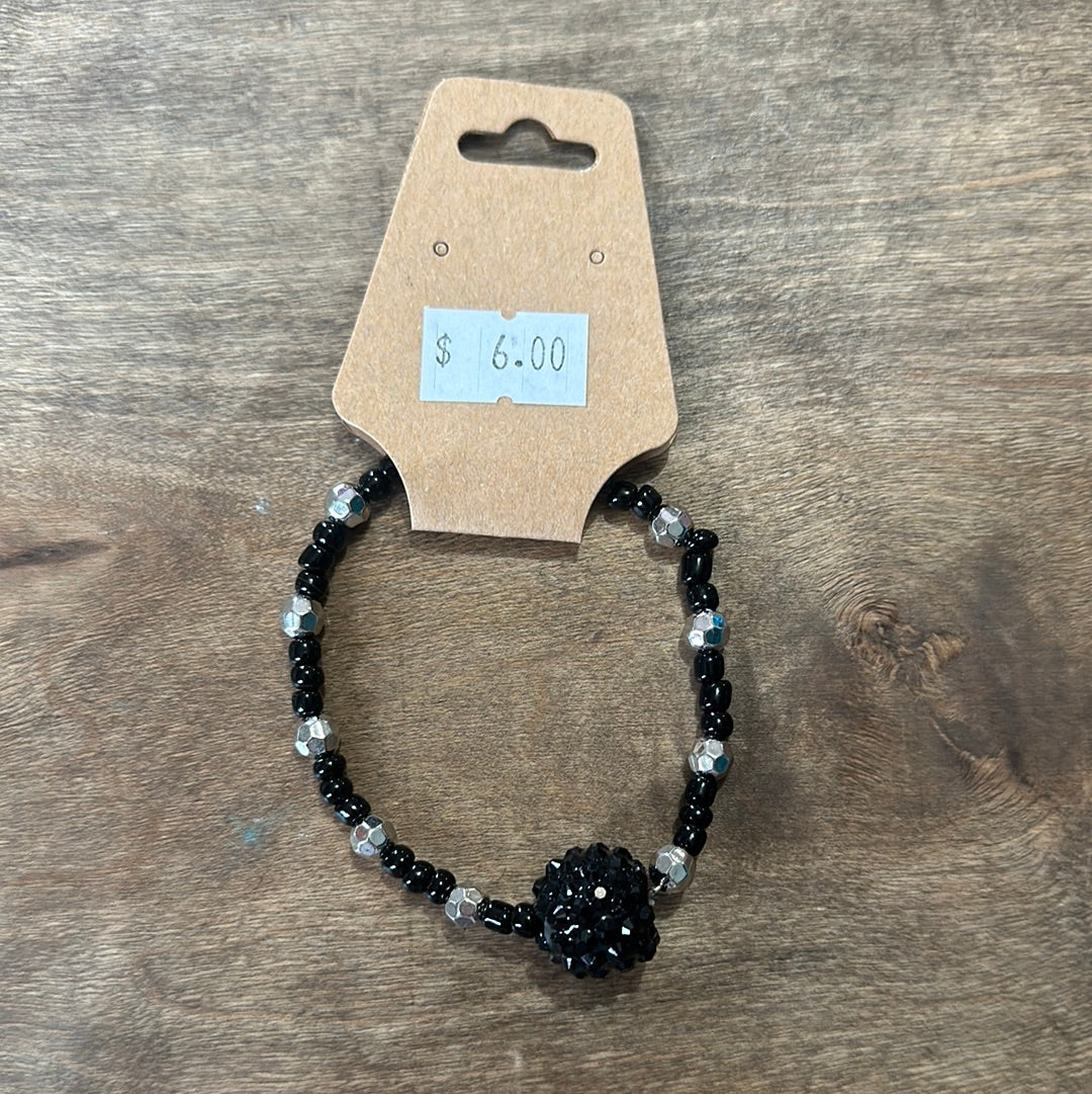 Black and silver beaded bracelet