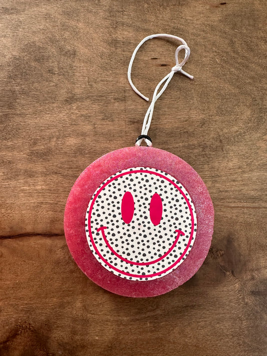 Pink Smiley Car Freshie