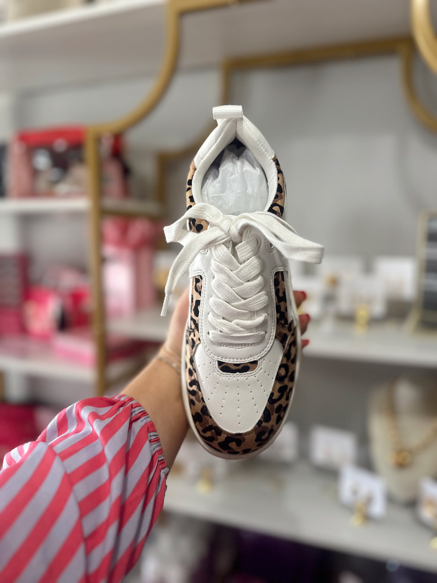 White Cheetah Sneakers