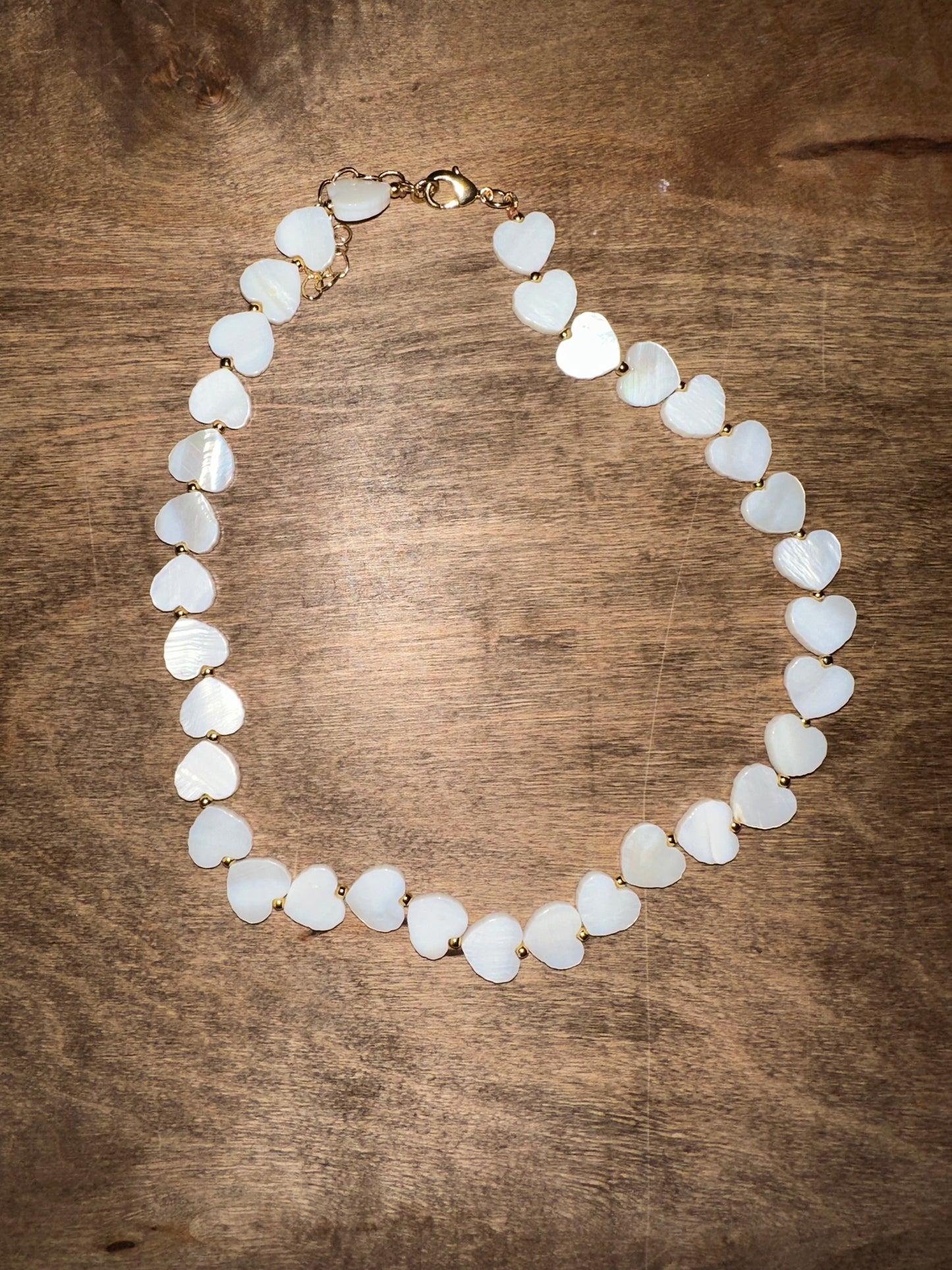 Pearl White Stone Heart Necklace