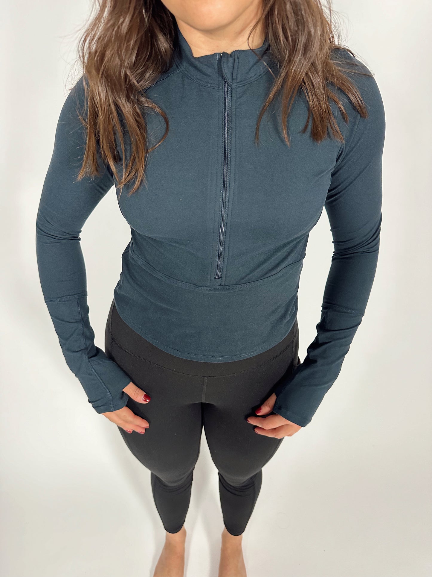 Cropped Compression Half Zip