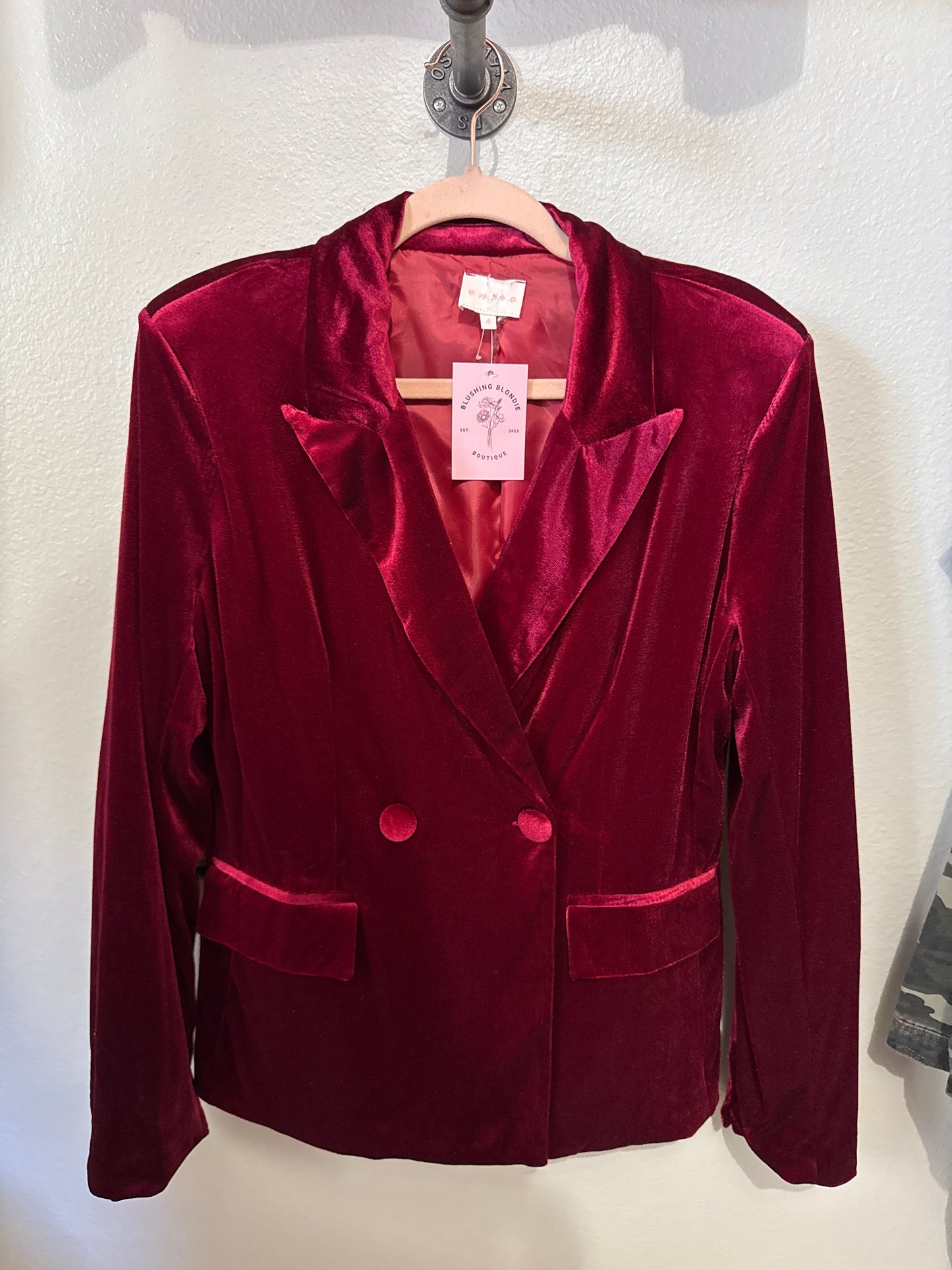 Velvet Blazer - Garnet