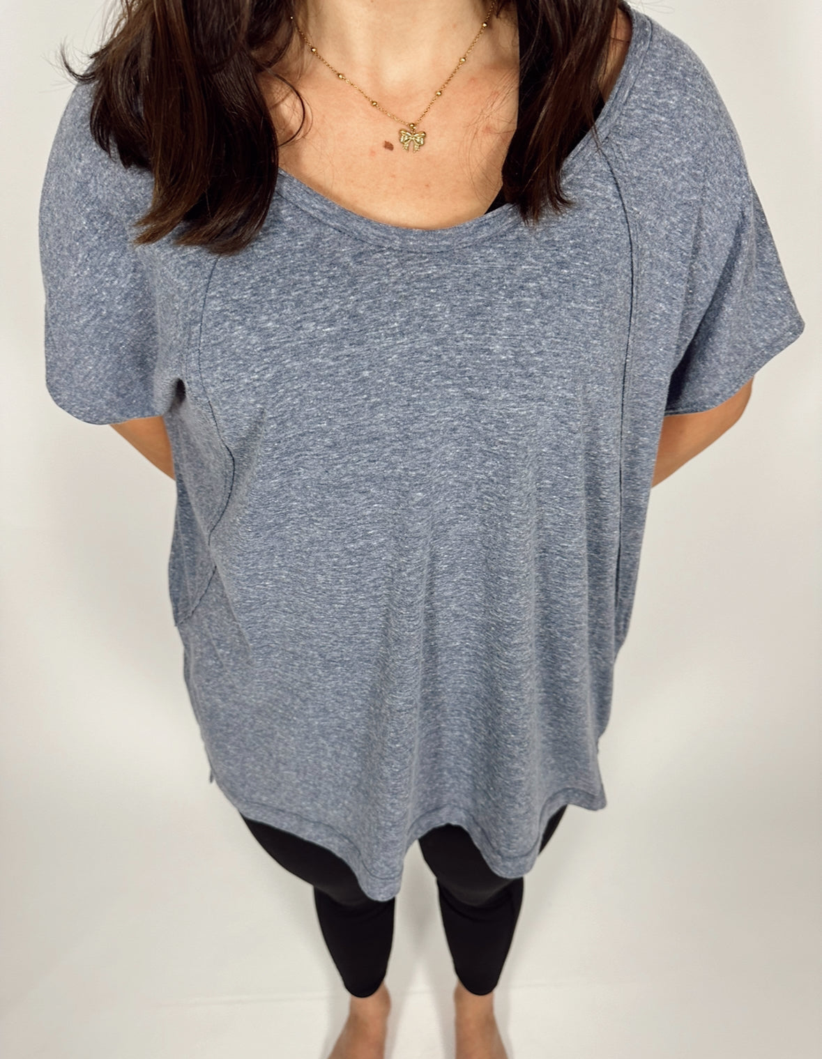 Heather Oversized Navy Top