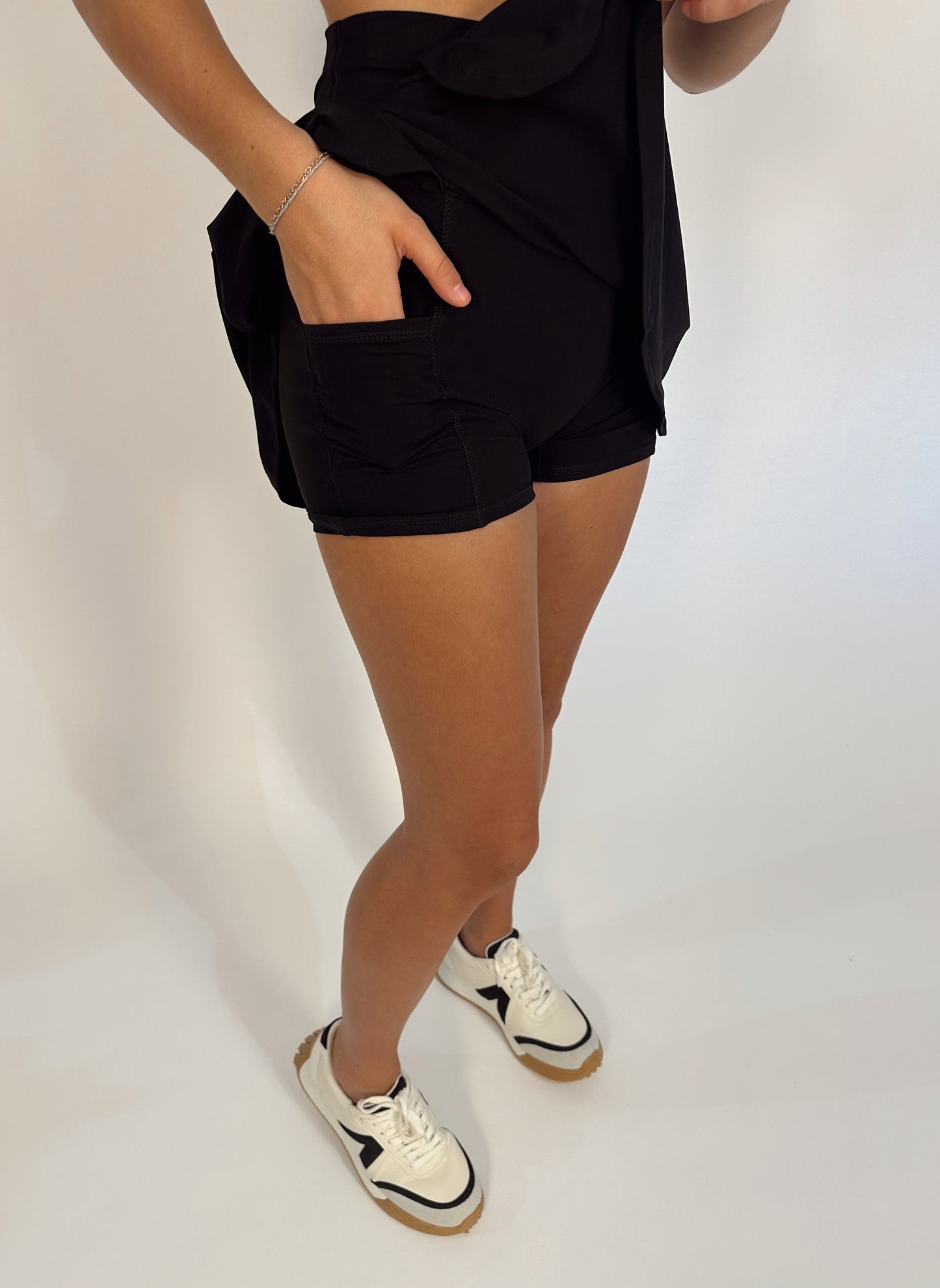 Black Cross Waist Skort