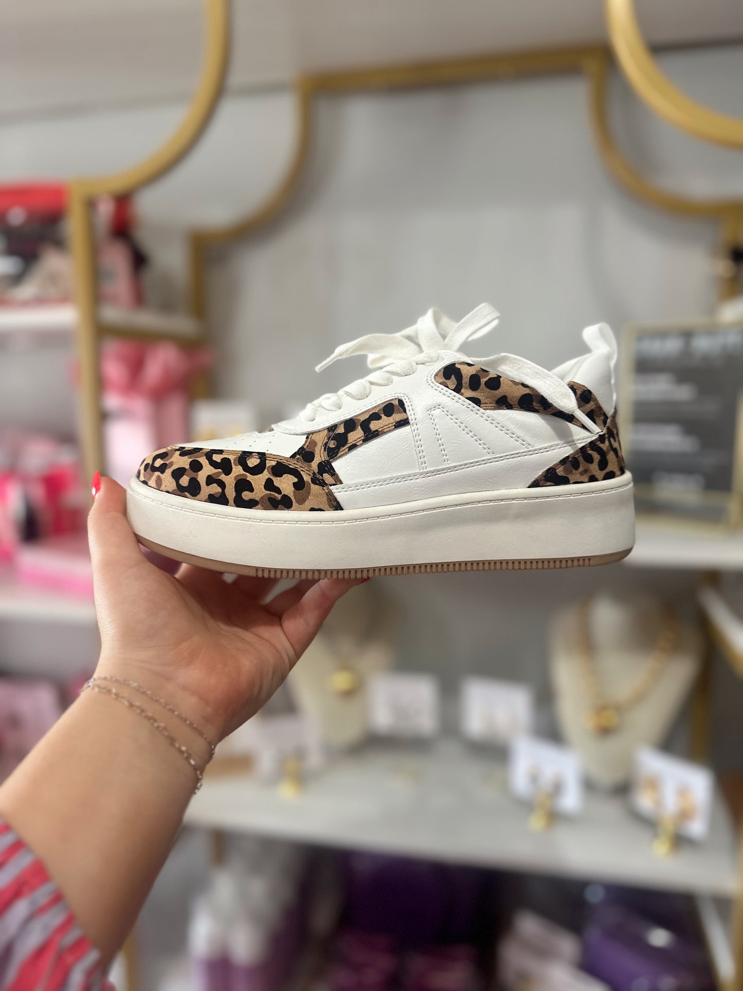 White Cheetah Sneakers