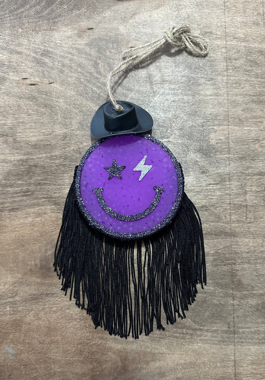 Purple and Black Cowboy Smiley