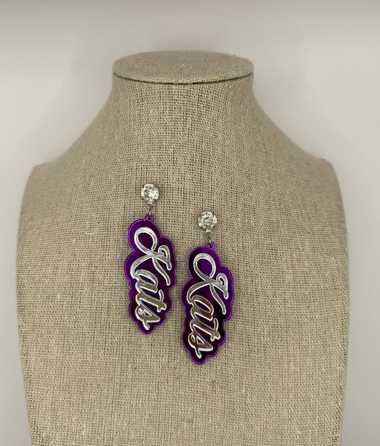 Kats- Purple & Silver Earrings