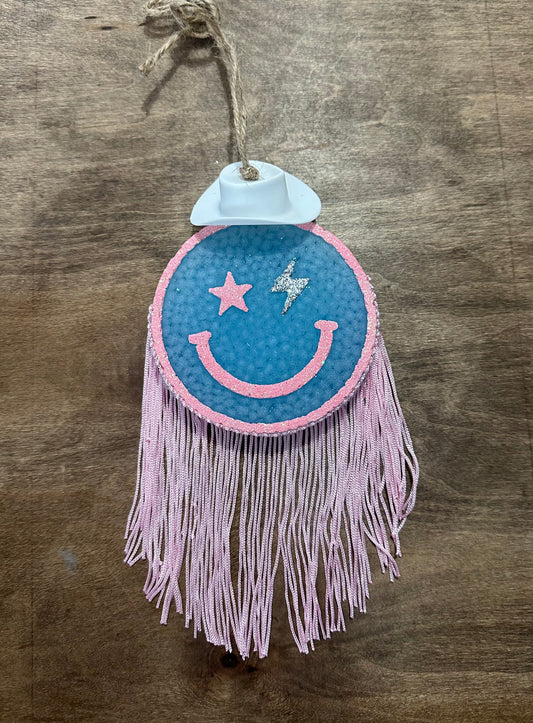 Light Blue and Blush Pink Cowboy Smiley