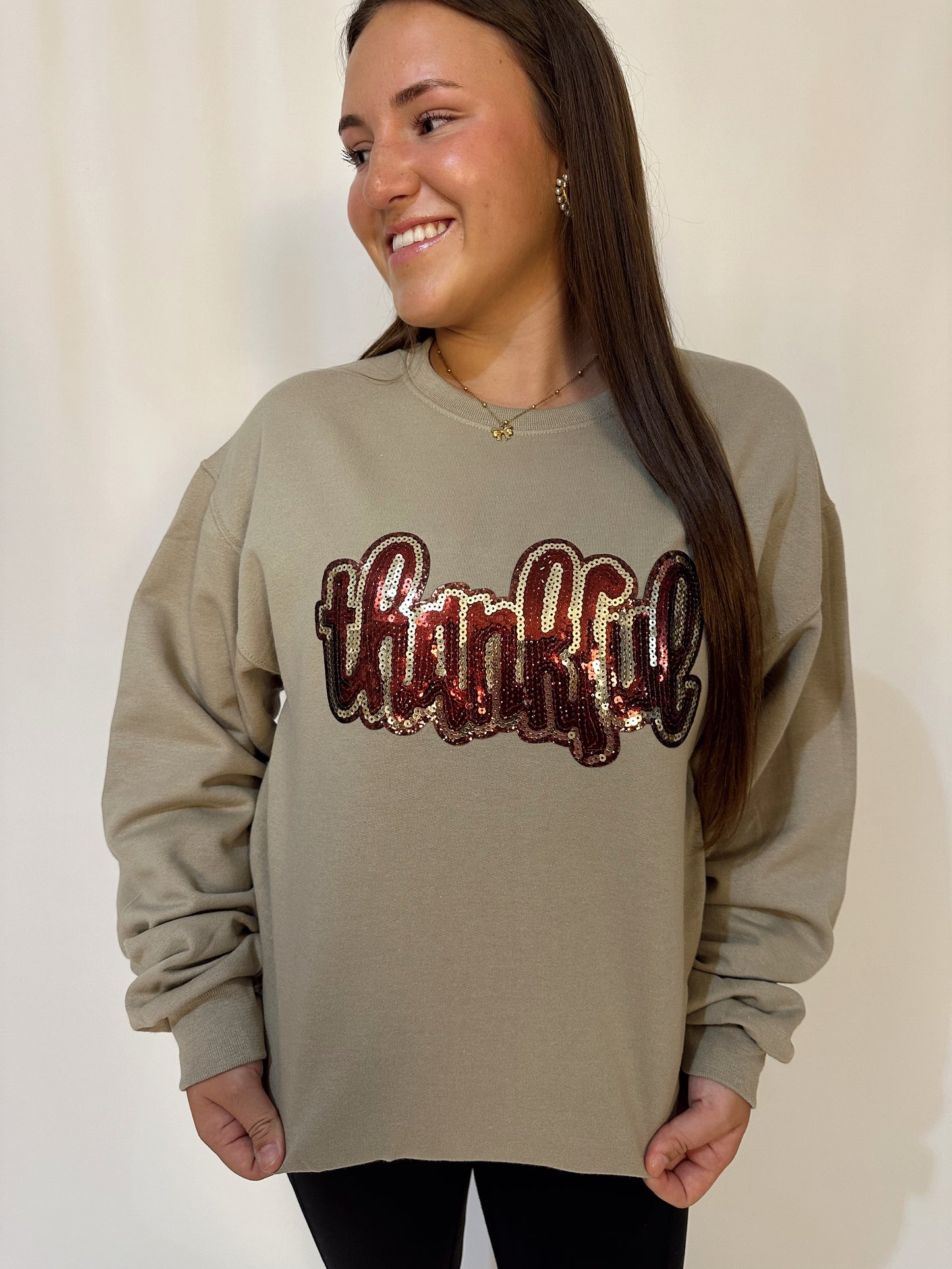 Sequin Thankful Sweatshirt