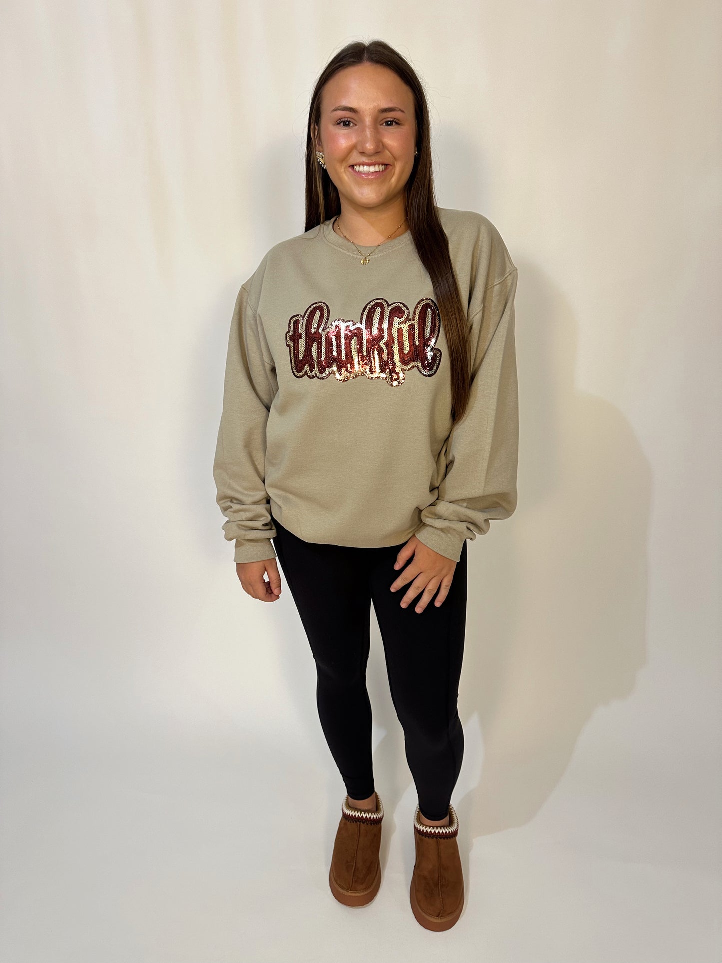 Sequin Thankful Sweatshirt