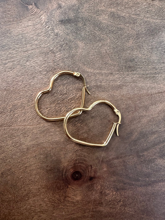 Gold Heart Hoops