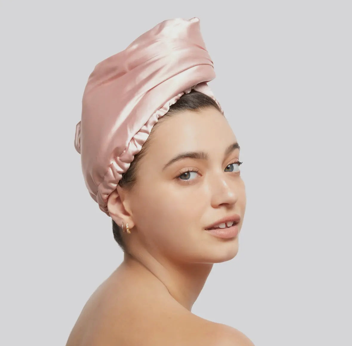 Satin-Wrapped Hair Towel - Blush