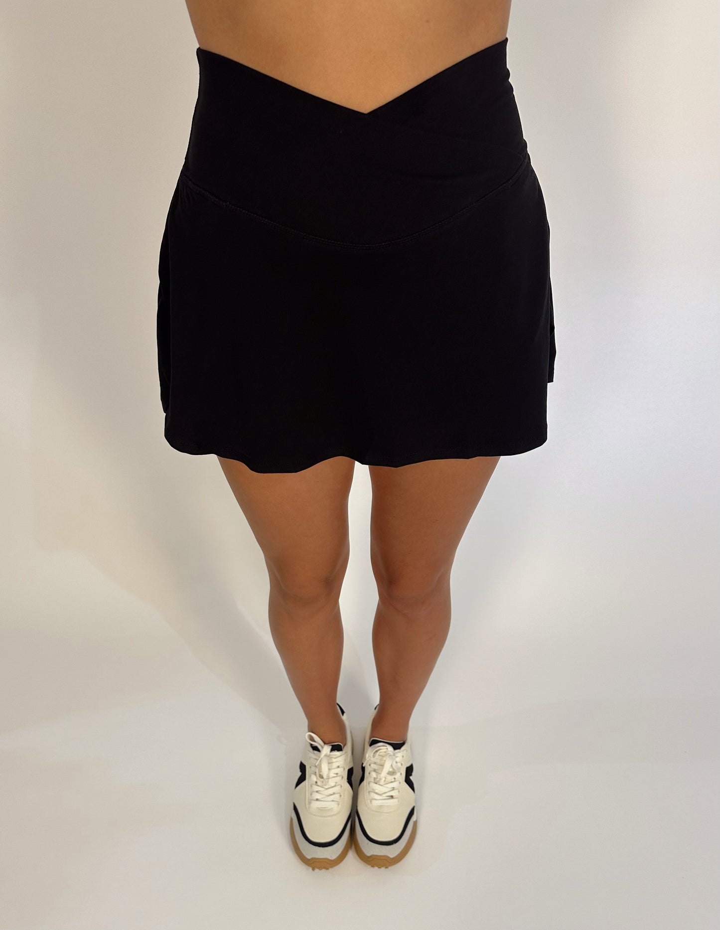 Black Cross Waist Skort