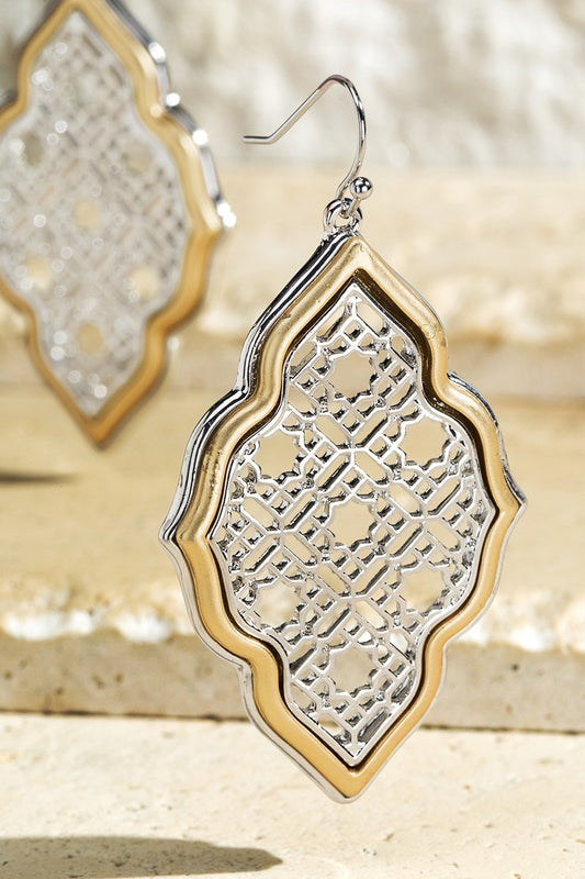 Filigree Mixed Metal Drop Dangle