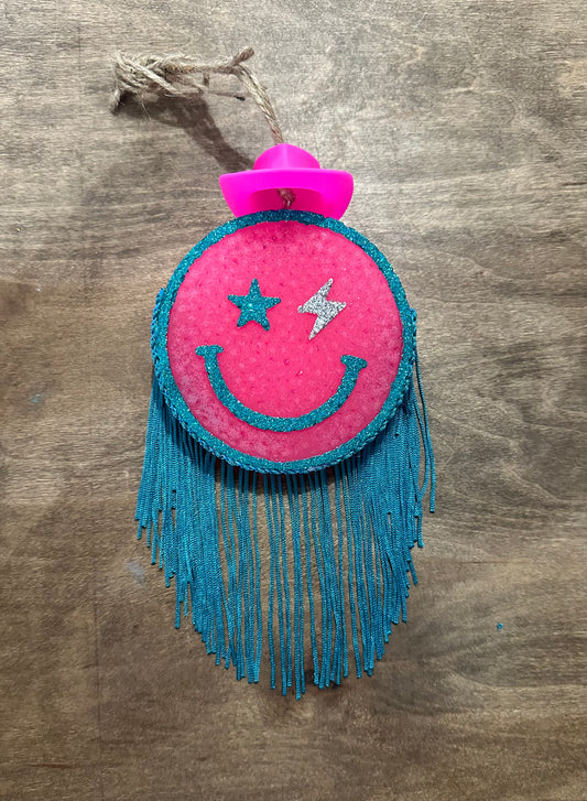 Hot Pink and Blue Cowboy Smiley