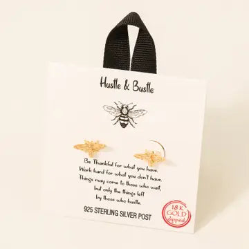 Gold Dipped Bumble Bee Stud Earrings