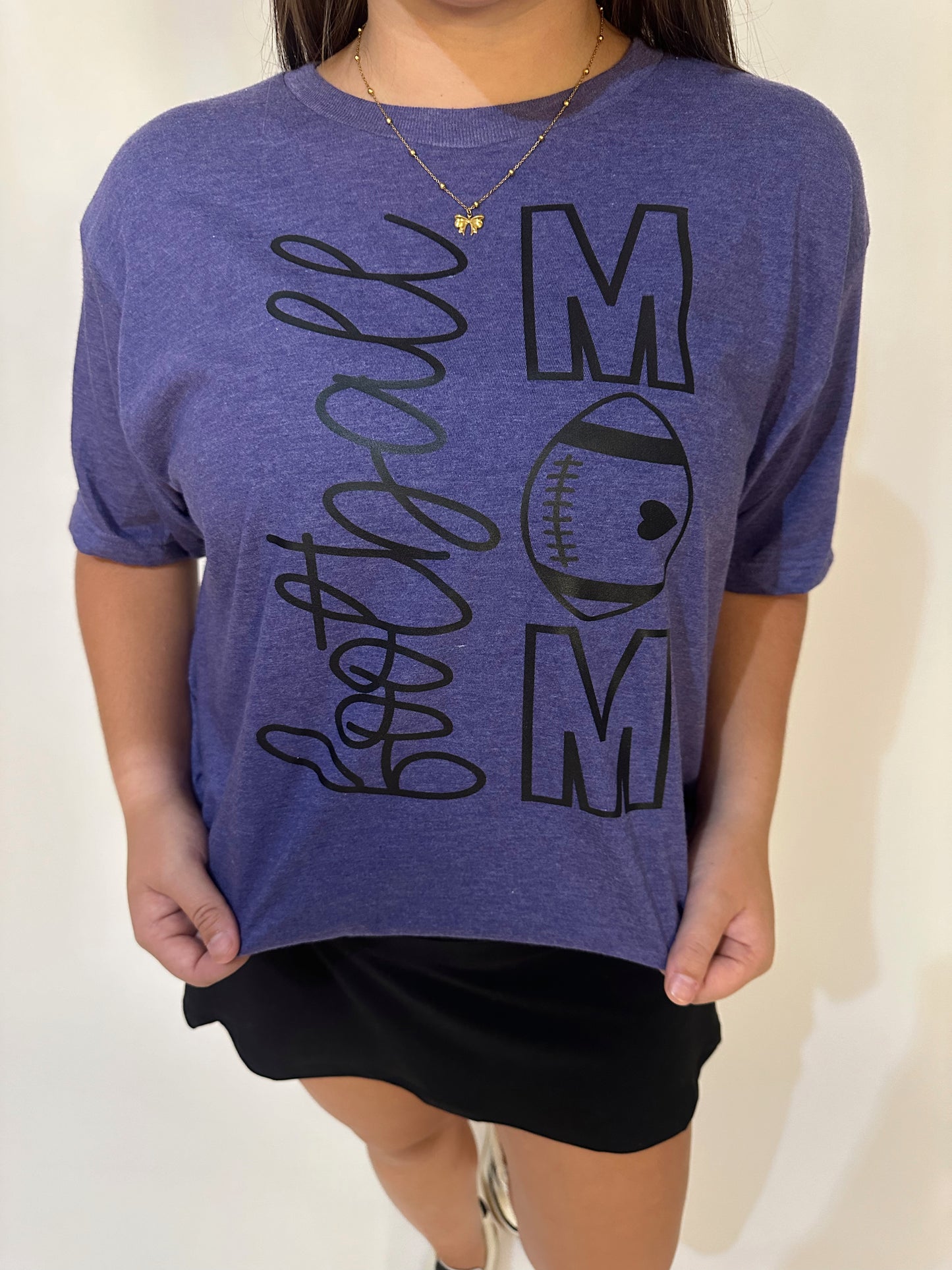 Purple Football Mom Graphic Tee