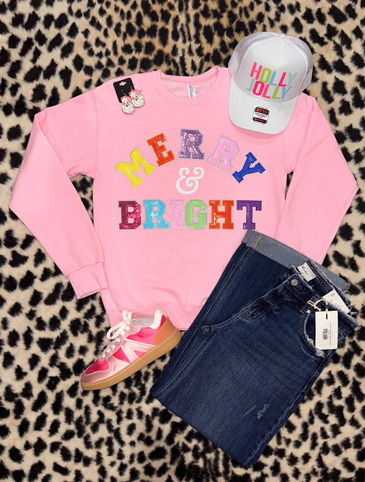 Merry & Bright Blush Pink Sweatshirt