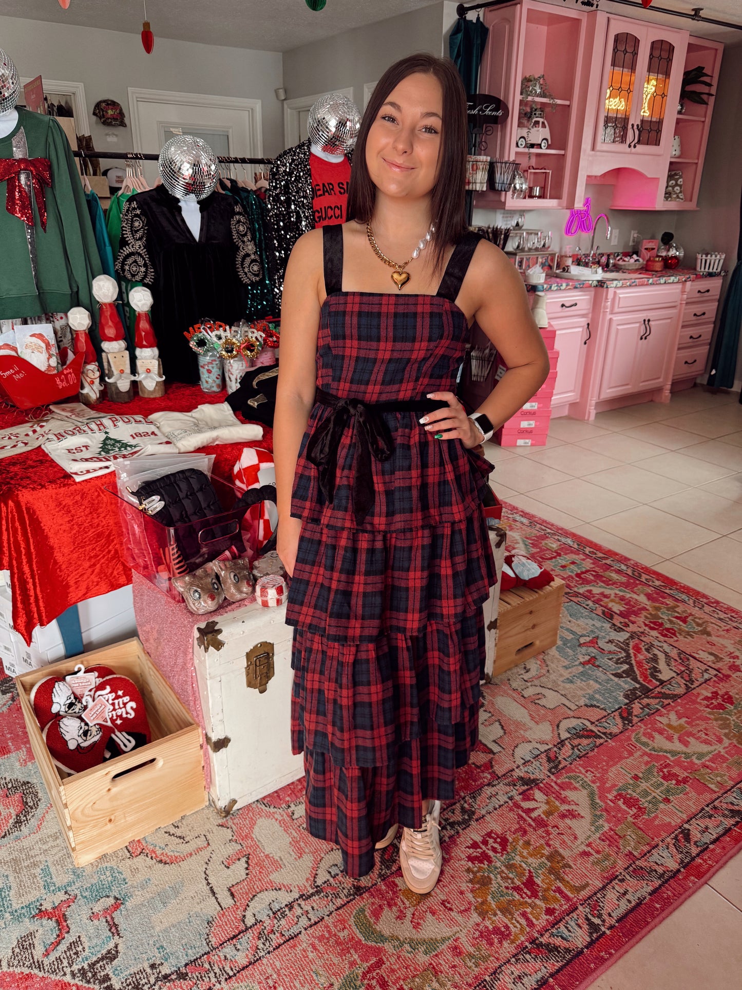 Plaid Flannel Tiered Dress