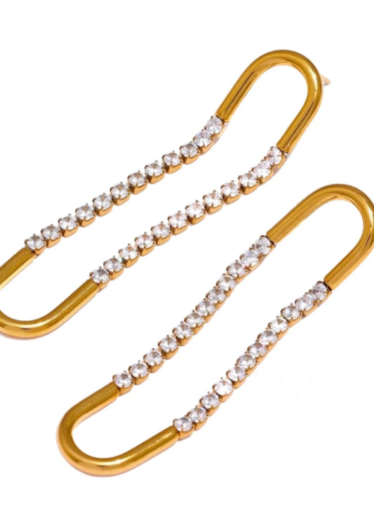 18k Gold Plated Diamond Dangle Earrings