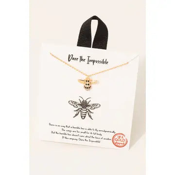Pave Bumble Bee Charm Necklace