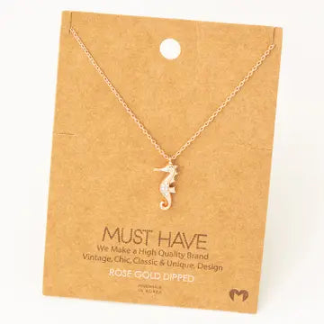 Mini Sea Horse Pendant Chain Necklace