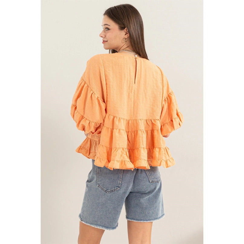 Sun-Kiss Babydoll Puff Sleeve Top