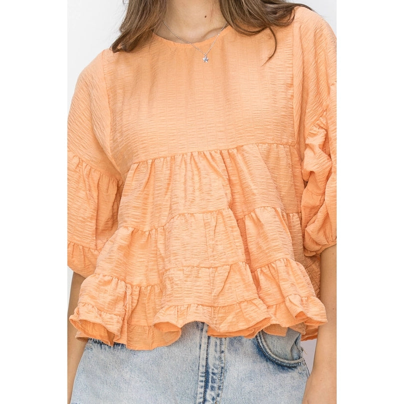 Sun-Kiss Babydoll Puff Sleeve Top