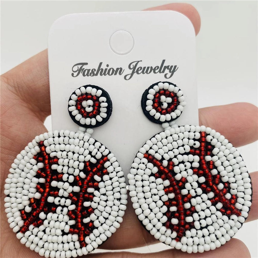 Baseball Beaded Earring