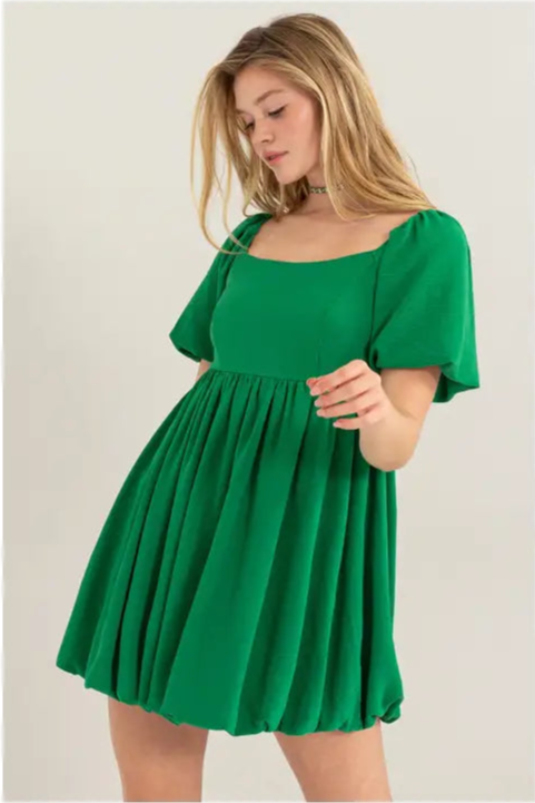 Green Babydoll Mini Dress
