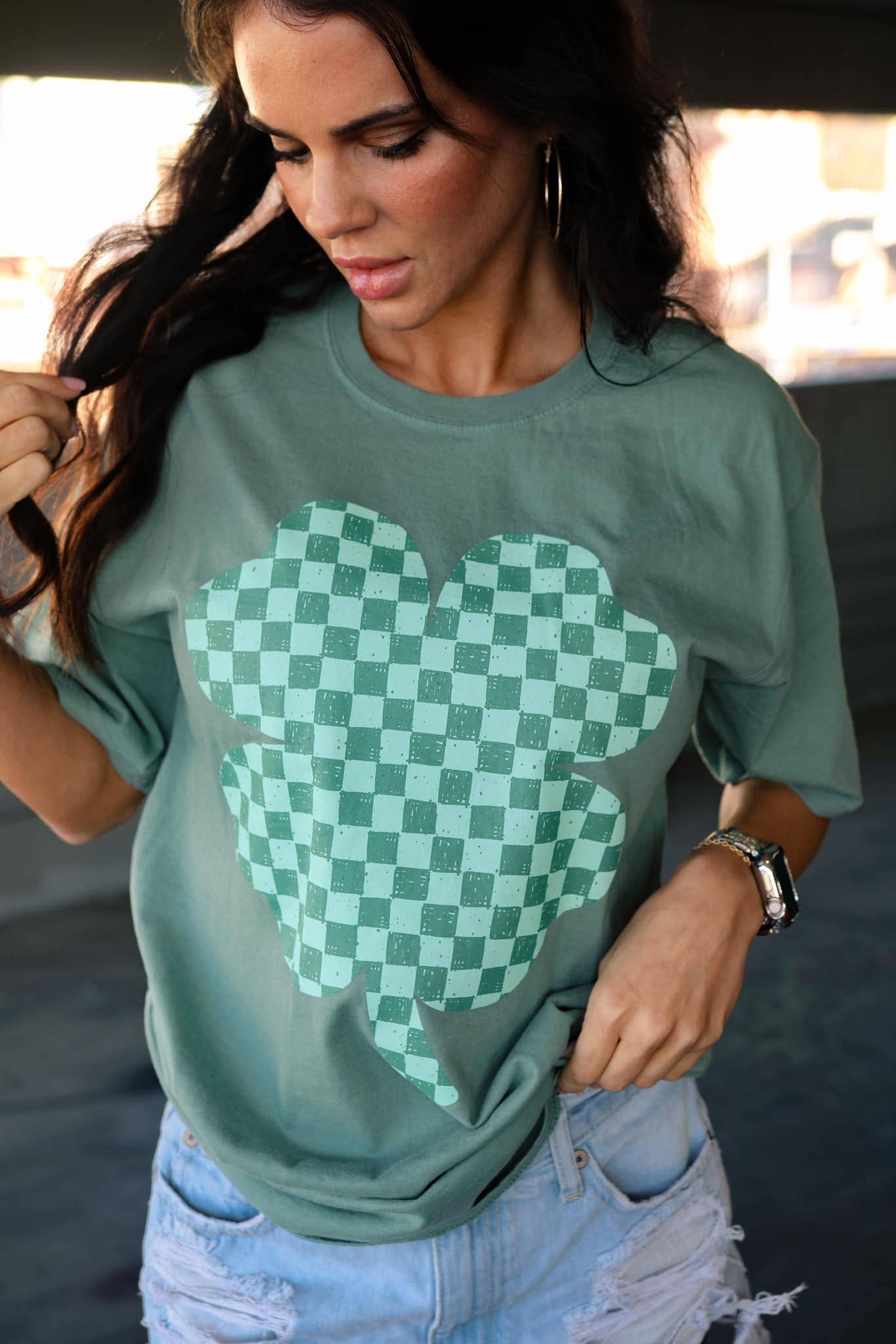 Checkered Clover Graphic Tee