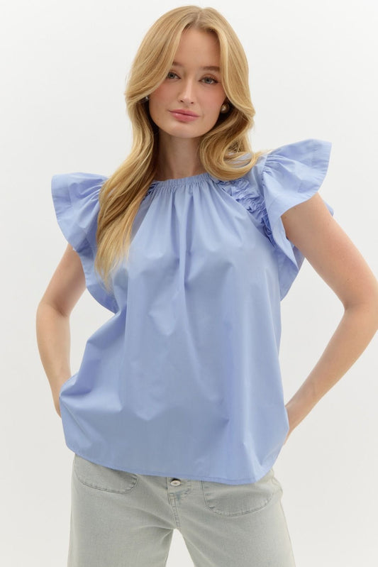 Baby Blue Ruffle Top